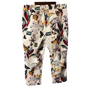 Chicos So Slimming Butterfly Floral Ankle Pants size 16 Size 3 24" Inseam